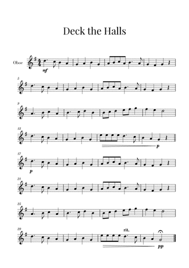 Deck the Halls (for Oboe) (arr. Cadenza Editions)