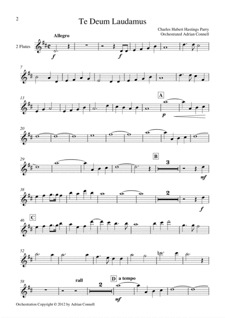 Parry - Te Deum Orchestrated by Adrian Connell - Flute 1 (arr. Adrian Connell)
