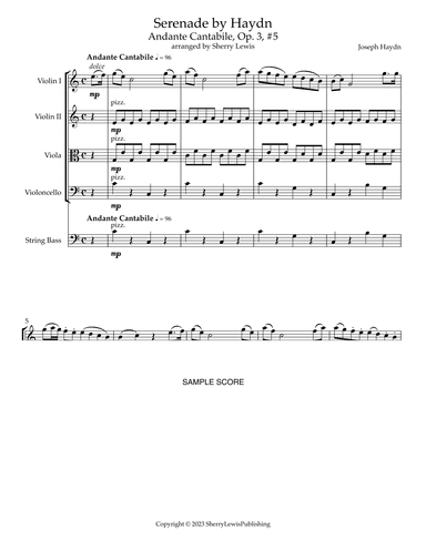 Serenade by Haydn, Op. 3 #5 Andante Cantabile (arr. Sherry Lewis)