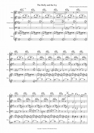 The Holly and the Ivy for Wind Quartet (arr. David Burndrett)
