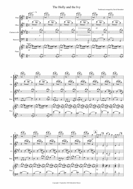 The Holly and the Ivy for Wind Quartet (arr. David Burndrett)