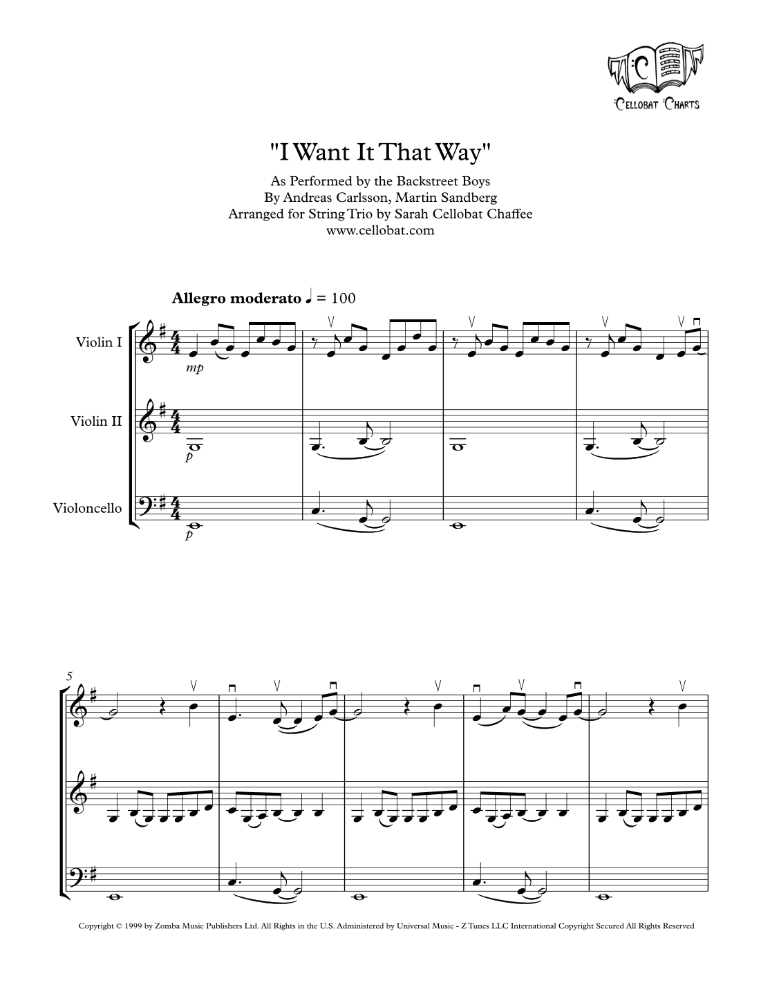 I Want It That Way (arr. Sarah Cellobat Chaffee)