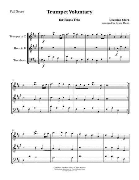 Trumpet Voluntary or Prince of Denmark March for Brass Trio (arr. Dunn, Bruce)