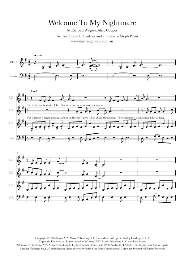 Welcome To My Nightmare (arr. Steph Payne)