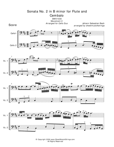 Bach, J.S. - Andante for Two Cellos (arr. SheetMusic4Strings)