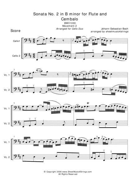 Bach, J.S. - Andante for Two Cellos (arr. SheetMusic4Strings)