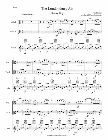The Londonderry Air (Oh Danny Boy) for 2 violas and guitar (arr. David Warin Solomons)