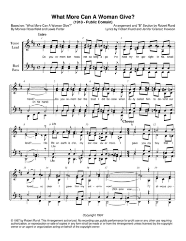 What More Can a Woman Give? (version 1) (SSAA - barbershop) - arr. Robert Rund (arr. Robert Rund)