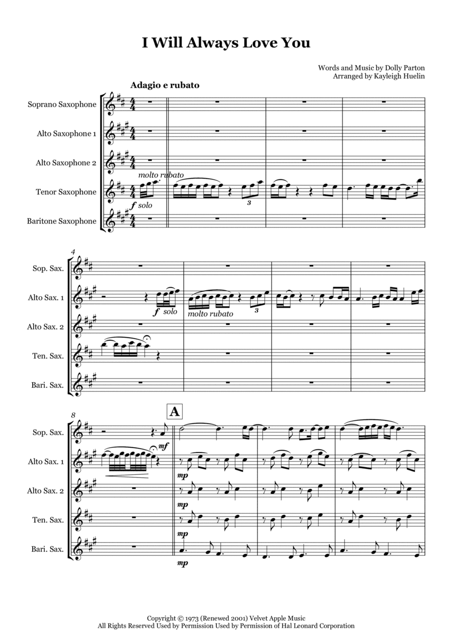I Will Always Love You (arr. Kayleigh Huelin)