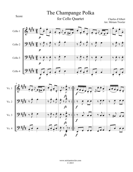 The Champange Polka for Cello Quartet (arr. Miriam Troxler)