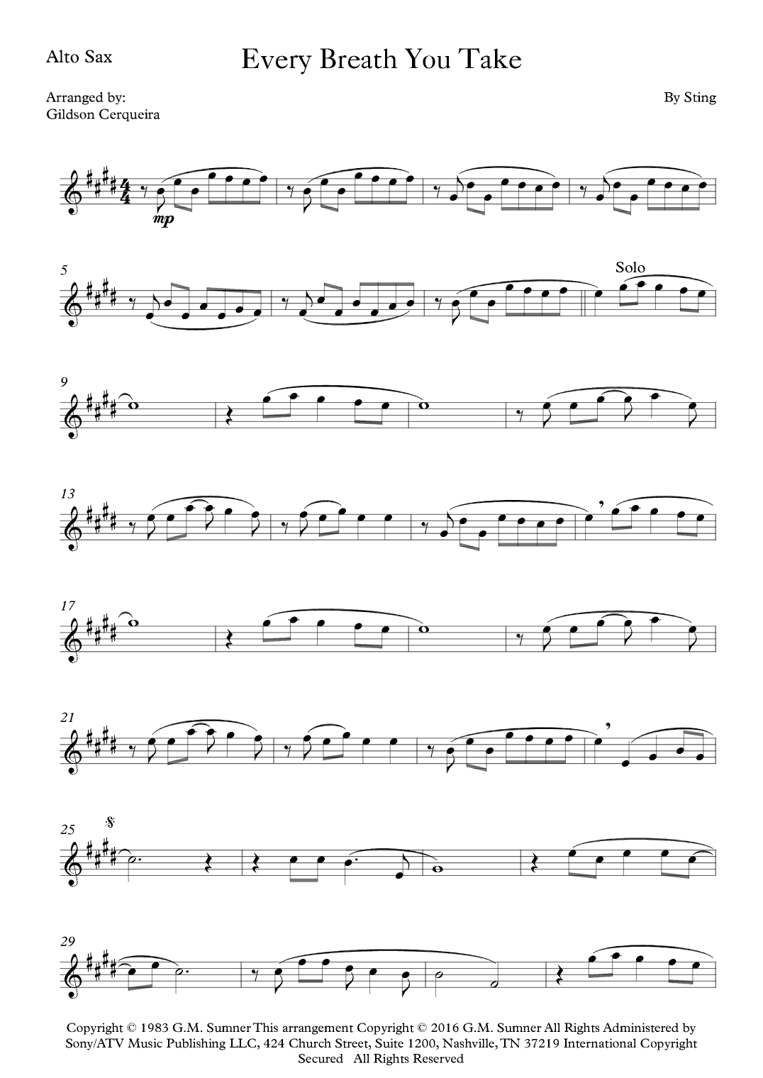 Every Breath You Take (arr. Gildson Cerqueira)