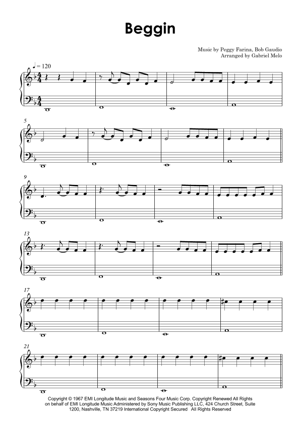 Beggin' (arr. Gabriel Melo)