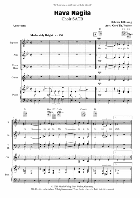 Hava Nagila (arr. Gert Th. Walter)