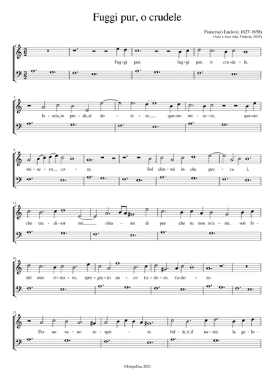 Fuggi pur o crudele (Transposed to A minor) (arr. Early Music Scores)