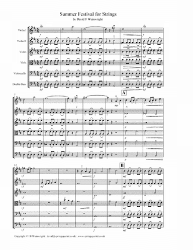 Summer Festival for Junior String Orchestra, score and VI, VII, VIII, Va, Vc, Cb parts with rehearsa