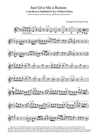 Just Give Me A Reason (arr. Miranda Wong)