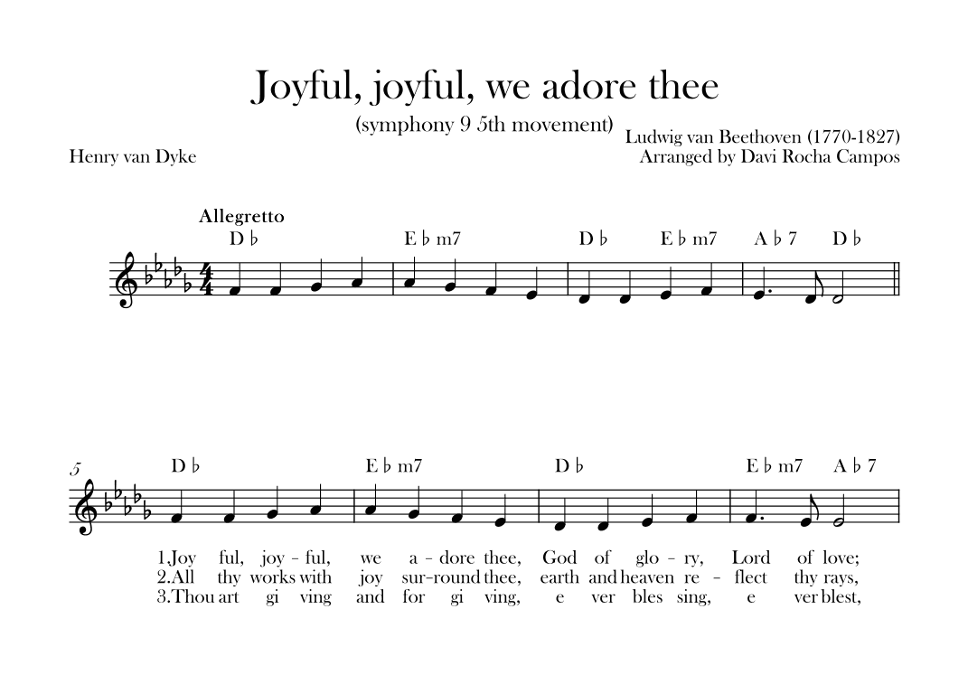Joyful, joyful, we adore thee (symphony 9 5th movement) Beethoven (arr. Davi Rocha Campos)