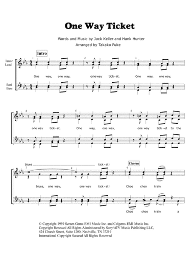 One Way Ticket (to The Blues) (arr. Takako Fuke)