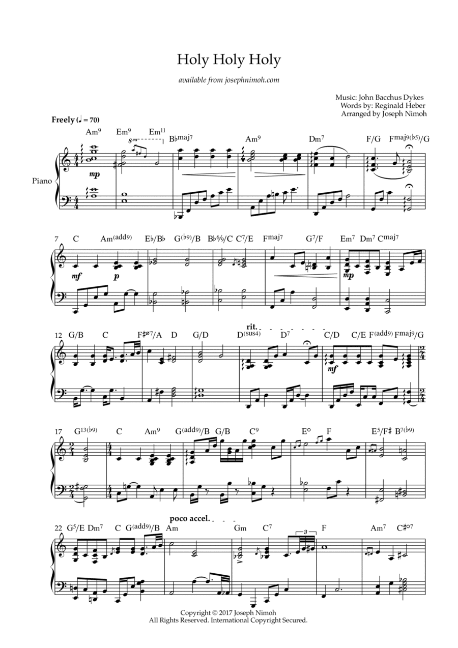 Holy, Holy, Holy - Solo Piano (arr. Joseph Nimoh)