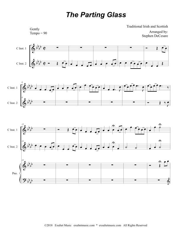 The Parting Glass (Duet for C-Instruments) (arr. Stephen DeCesare)