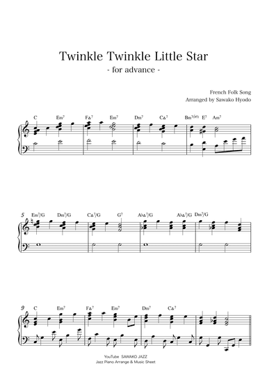 Twinkle twinkle little star (Jazz piano for advance) (arr. Sawako Hyodo)