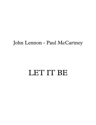 Let It Be (arr. Stefano Marzanni)