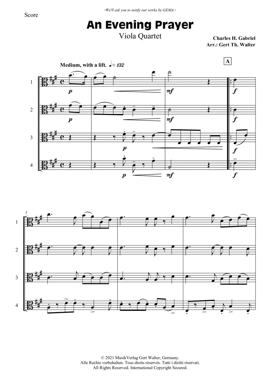 An Evening Prayer (arr. Gert Th. Walter)