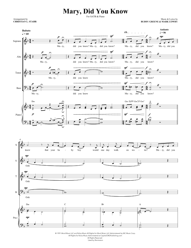 Mary, Did You Know? (arr. Christian L. Stahr)
