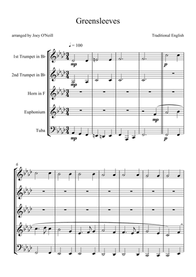 Greensleeves (arr. Joey O'Neill)