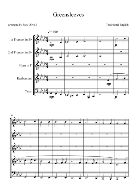 Greensleeves (arr. Joey O'Neill)