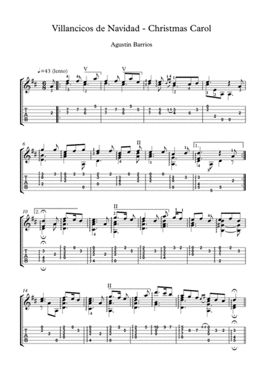 Villancico de navidad Christmas Carols Guitar score (arr. PianoSheetNow)
