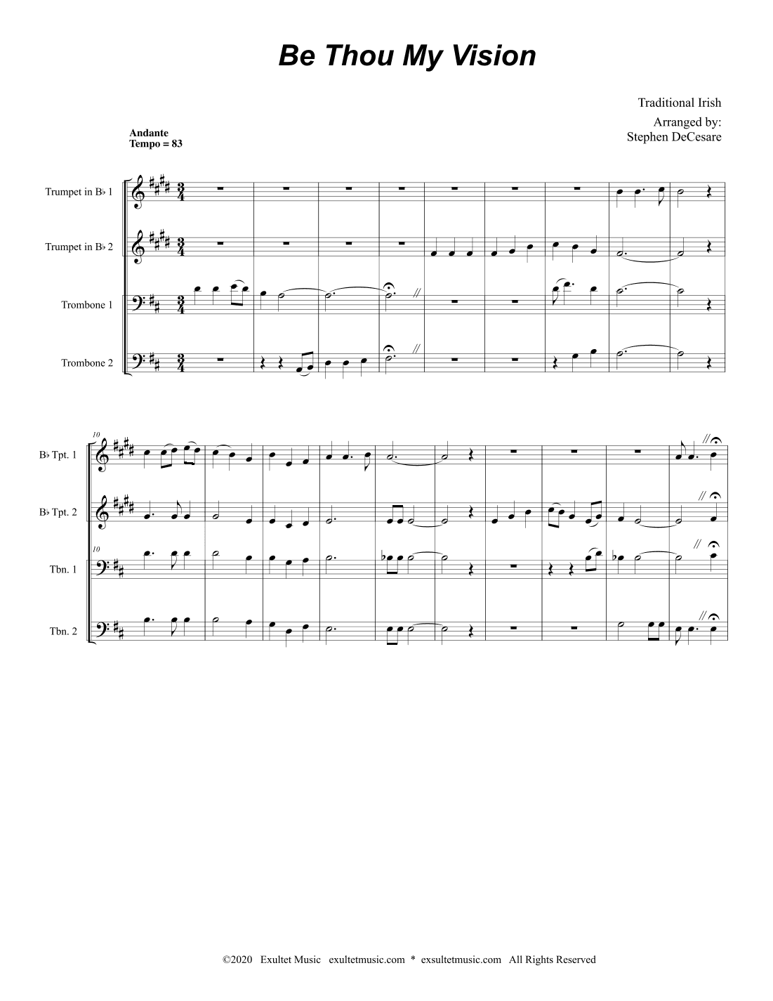 Be Thou My Vision (Brass Quartet and Piano - Alternate Version) (arr. Stephen DeCesare)