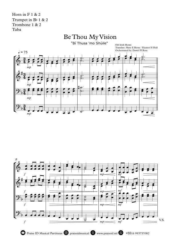 Be Thou My Vision - "Bí Thusa 'mo Shúile" - Easy Brass Quartet (arr. Daniel H Rosa)