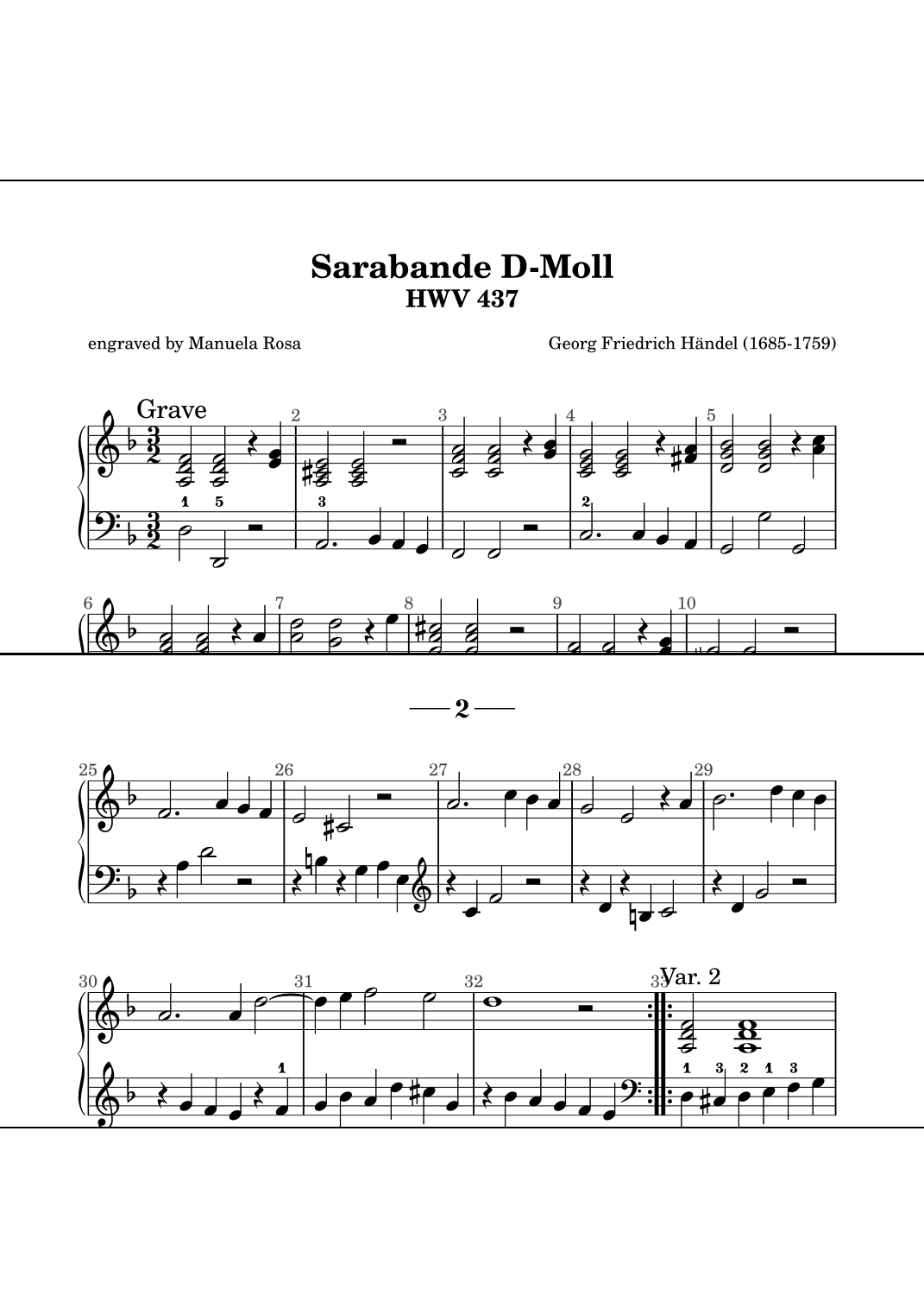 Sarabande d minor (Georg Friedrich Händel) (arr. Manuela Rosa)