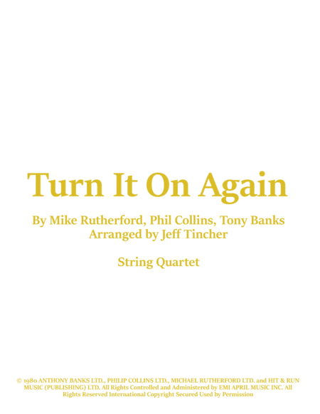 Turn It On Again (arr. Jeff Tincher)