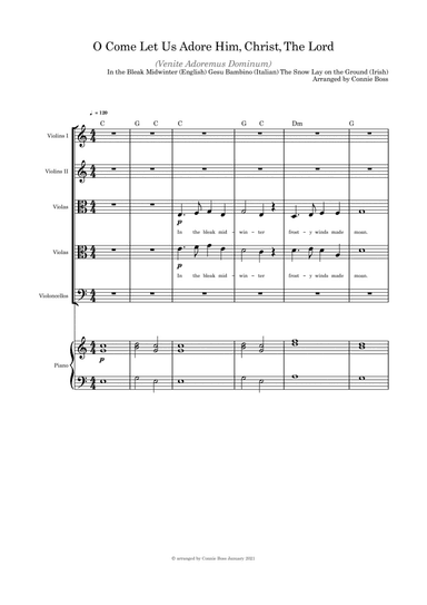 O Come Let Us Adore Him (Venite Adoremus Dominum) (Medley) - Strings and Piano with parts included (arr. Connie Boss)