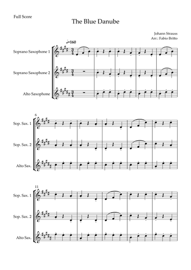 The Blue Danube (Waltz by Johann Strauss) for Saxophone Trio (arr. Fabio Britto)