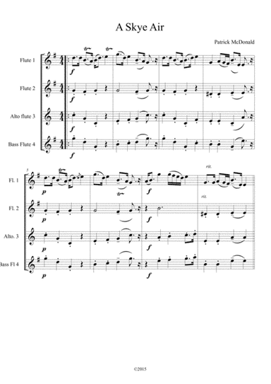 A Skye Air for Flute Quartet (2 flutes, alto flute, bass flute) - SCORE (arr. Karen E. McAulay)