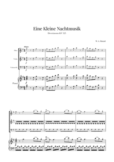Eine Kleine Nachtmusik for Oboe, Violin, Cello and Piano (arr. Cadenza Editions)