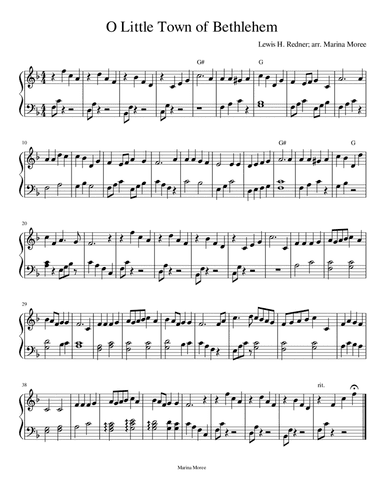 O Little Town of Bethlehem, intermediate harp arrangement (arr. Marina Moree)