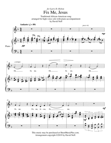Fix Me, Jesus - high voice solo (arr. David Neff)
