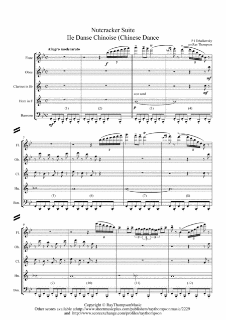 Tchaikovsky: Casse-Noisette: Nutcracker Suite IIe Danse Chinoise (Chinese Dance) - wind quintet (arr. Ray Thompson)