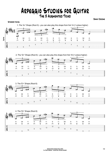 Arpeggio Studies for Guitar - The B Augmented Triad