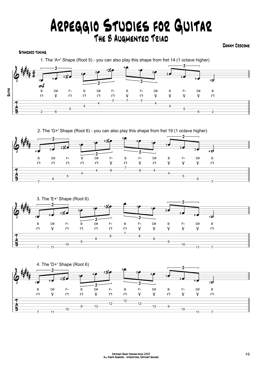 Arpeggio Studies for Guitar - The B Augmented Triad