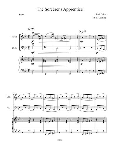 The Sorcerer's Apprentice (Violin and Cello Duet with Piano Accompaniment) (arr. B. C. Dockery)