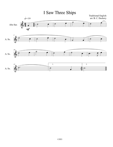 I Saw Three Ships (Alto Sax Solo) (arr. B. C. Dockery)
