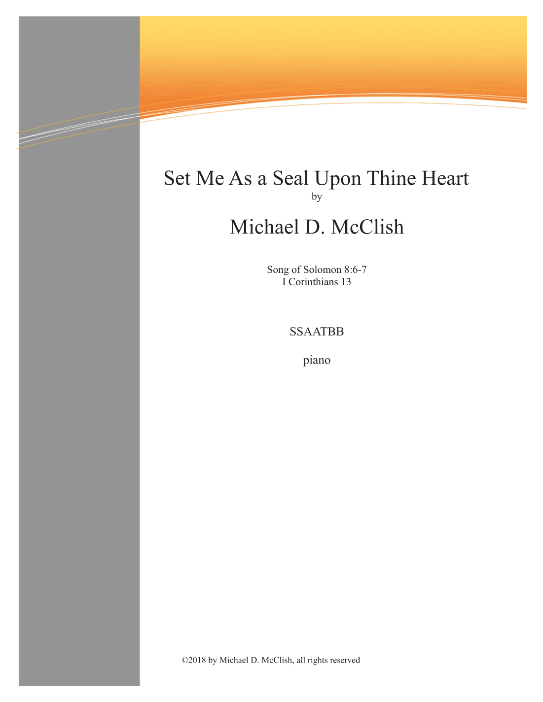 Set Me As A Seal Upon Thine Heart (arr. Michael D. McClish)