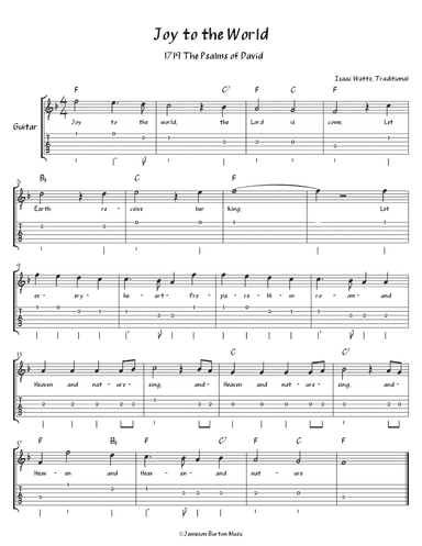 "Joy to the World" - Guitar w/TAB (arr. Jameson Burton)