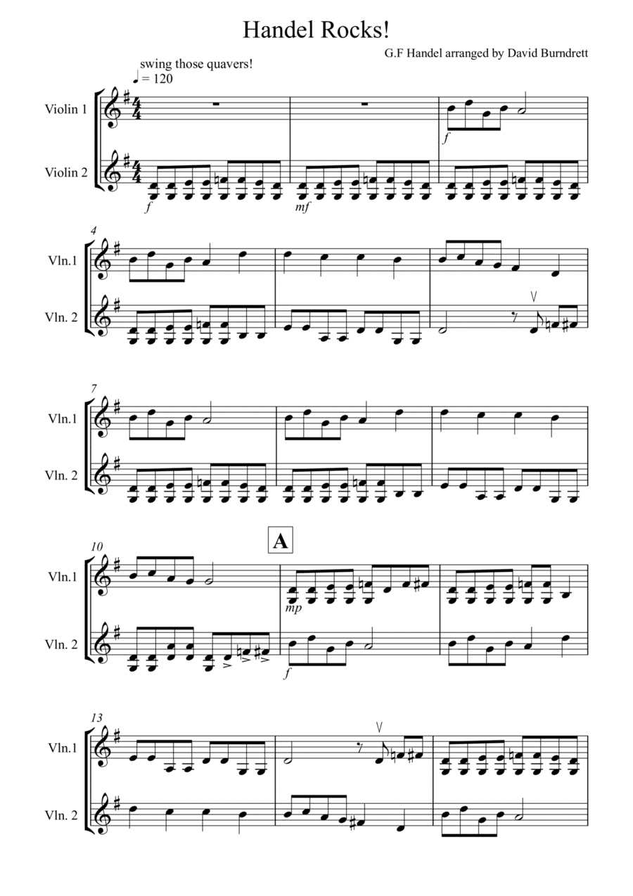 Handel Rocks! for Violin Duet (arr. David Burndrett)
