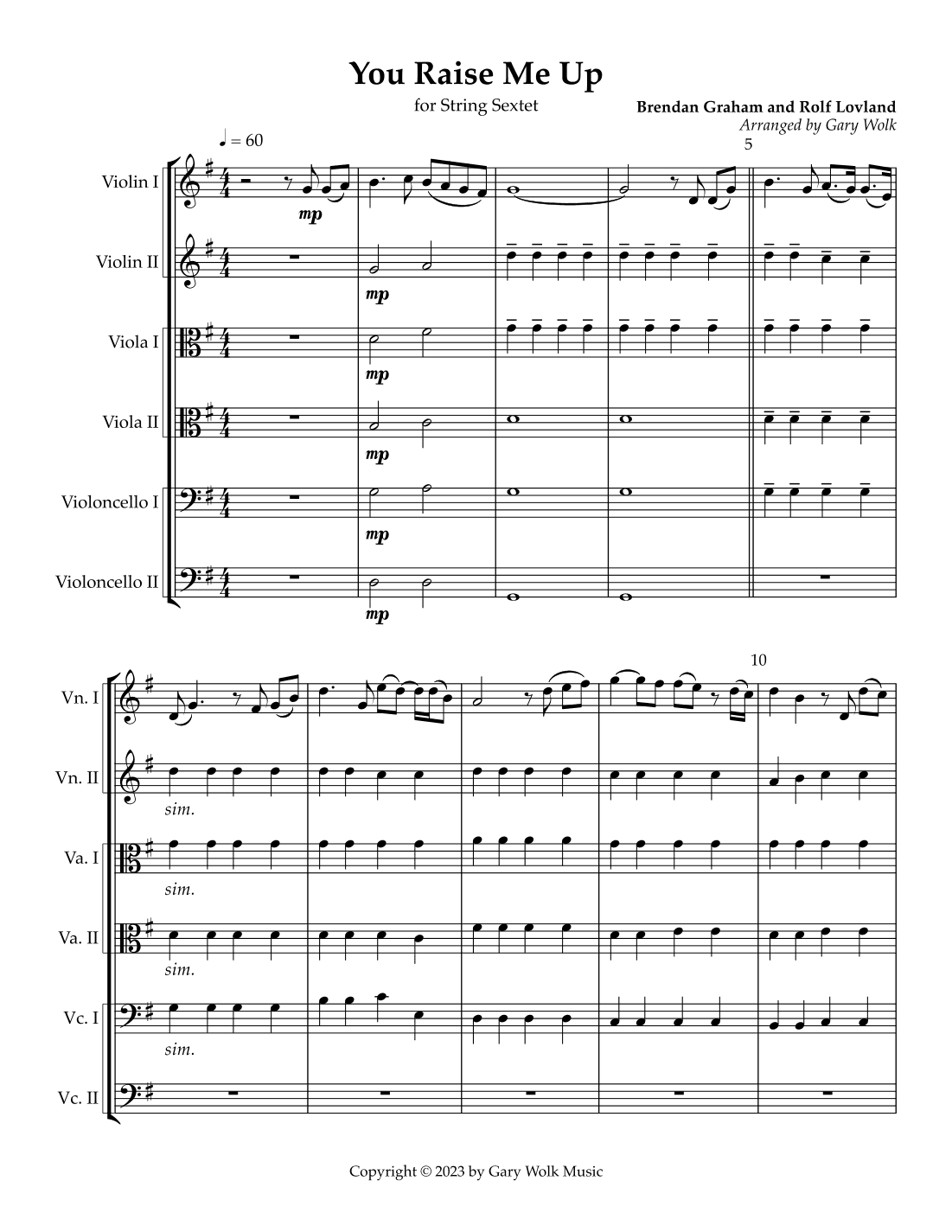 You Raise Me Up (arr. Gary Wolk)